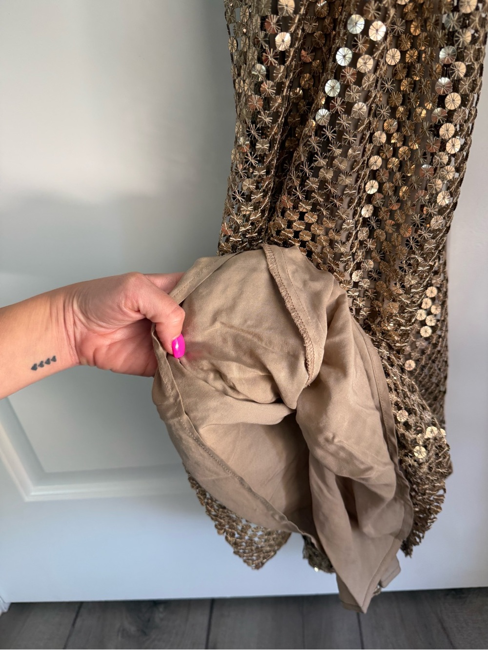 Zara Metallic Gold Chainmail Slip Maxi Dress - Picture 9 of 13